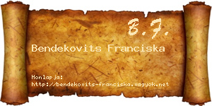 Bendekovits Franciska névjegykártya